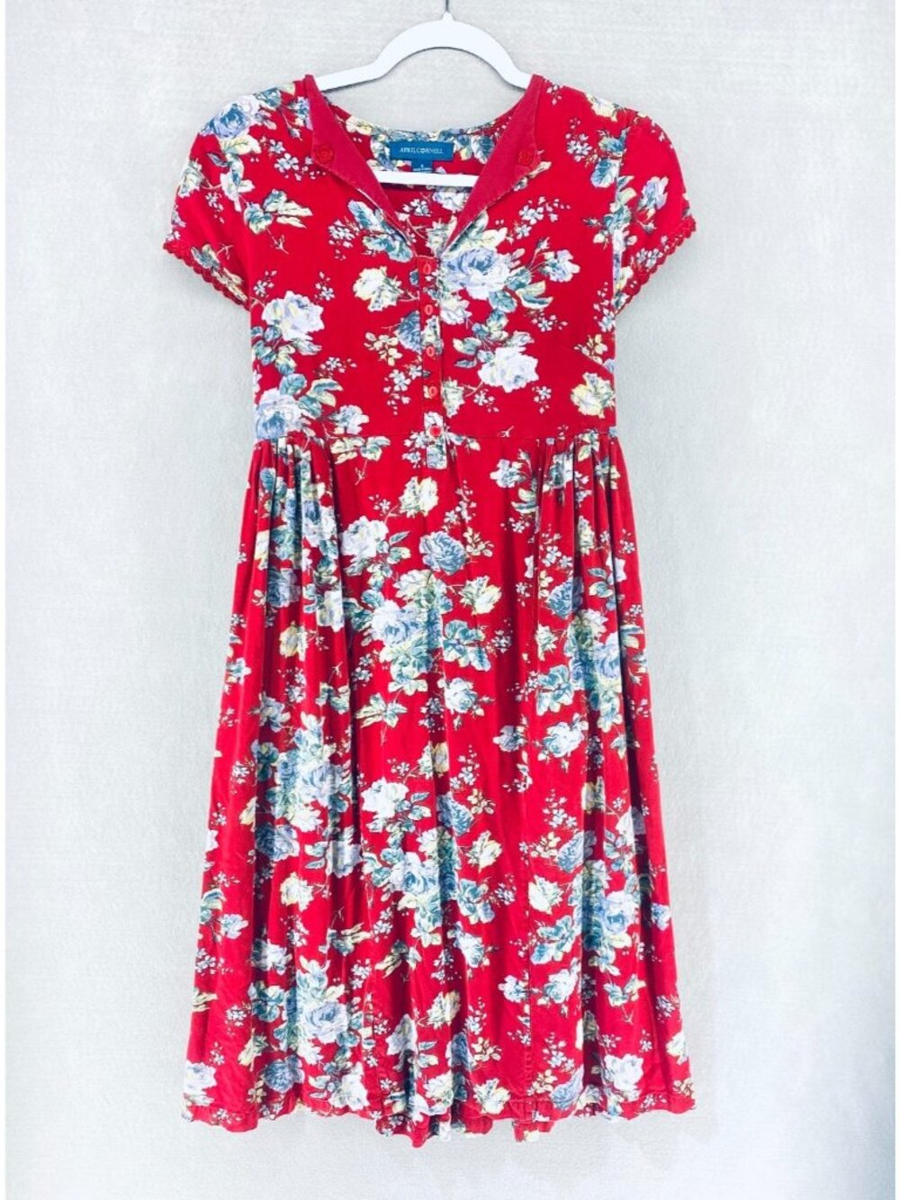 Vintage April Cornell Dress Womens S Multicolor Rayon Button Up Maxi Cottage